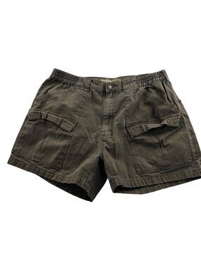 Cabelas Mens Cargo Shorts Size 38 Brown Khaki Elastic Waist Outdoors Casual